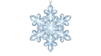 Beautiful crystalline snowflake ornament, a symbol of winter's frosty elegance and festive holiday cheer