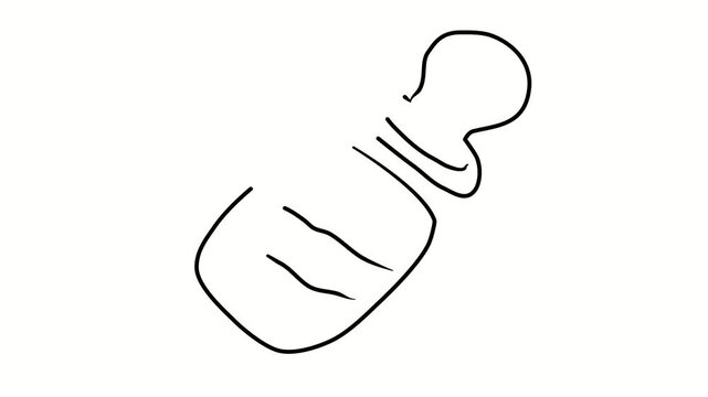 Baby pacifier. Contour drawing, silhouett animation. Video 4k object illustration self-drawing. Minimalist continuous line drawing silhouette on a white background new