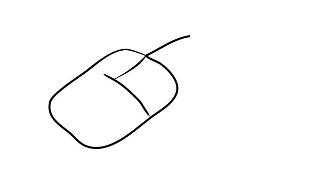 Computer mouse. Contour drawing, silhouett animation. Video 4k object illustration self-drawing. Minimalist continuous line drawing silhouette on a white background new