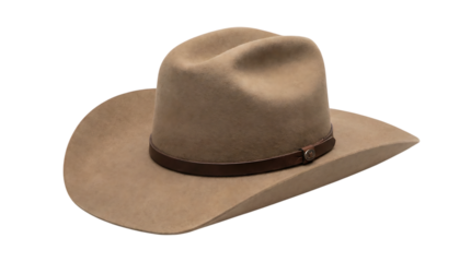 Classic Western cowboy hat in a neutral beige shade with a simple dark leather band, perfect for outdoor style
