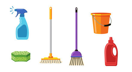 Cleaning supplies and tools for household chores