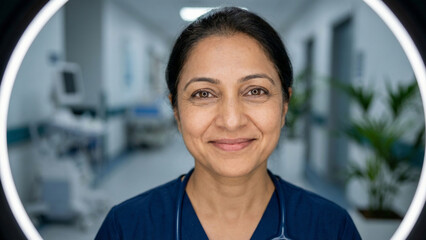 Fototapeta premium Empathic female doctor on video call with patient