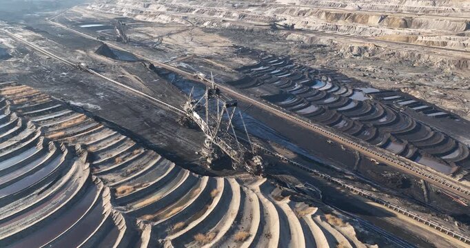 open pit, brown coal mine, lignite mine. Tagebau, Hambach, aerial views.