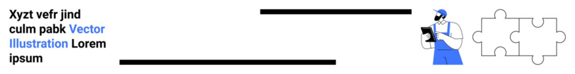 Collaboration, teamwork, problem-solving, business communication, work strategy, idea generation. Person holding laptop near puzzle pieces. Collaboration and teamwork concept