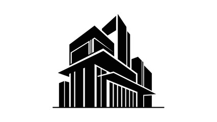 Modern Minimalist Building Silhouette Illustration 3.