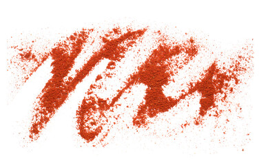 Obraz premium Red chili pepper powder isolated on white, top view