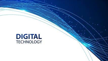 Dynamic abstract blue lines and particles on a gradient background illustrating digital connectivity, data flow, and modern technological advancements, perfect for tech-related visual content