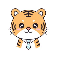 Cute Cartoon Tiger Wearing a Tie.