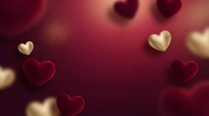 Naklejka premium Valentine’s Day Sale Background with Golden and Red Hearts Romantic Promotion