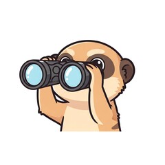 Cute Meerkat Looking Through Binoculars.