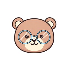 Cute Teddy Bear Face with Glasses.