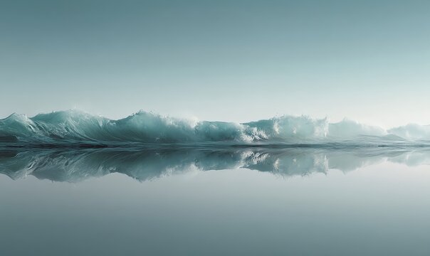 Luxury seascape scene with mirrored water surface and cinematic wave motion creating a serene high end coastal mood
