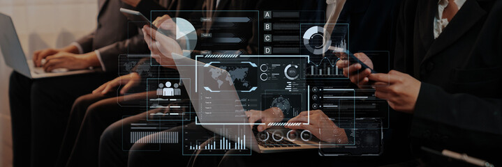 A comprehensive business intelligence dashboard for data analysis. The interface displays global metrics, team performance charts, and financial reports for strategic planning. Fermion