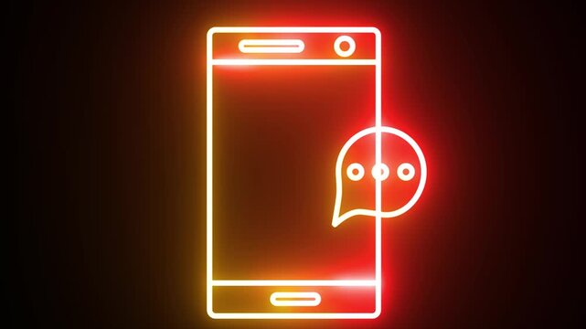 phone with messages icon set with two different blur colors bearing black background.