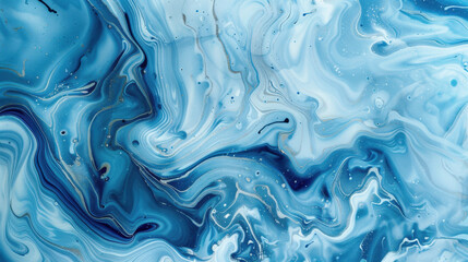 Obraz premium Oceanic Symphony: An abstract composition of swirling, cerulean blue hues creates a mesmerizing visual symphony, evoking the depths and fluidity of the ocean. 