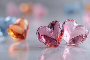 glass heart on a pink background