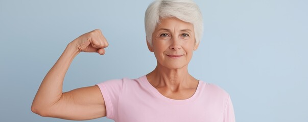 Graceful senior demonstrates strength, Mature woman displays practical power for daily living, Senior lady exhibits functional strength through routine activities and confident demeanor