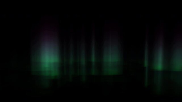Realistic Aurora Borealis overlay on black background. Green and Pink Northern Lights animation.
