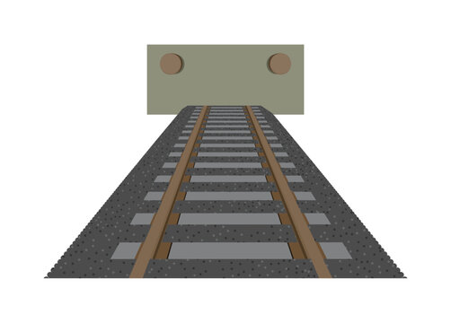 Railroad end. Simple flat illustration in perspective view.