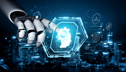 The mind of an AI machine learning and software developer. A concept of advanced AI coding, data...