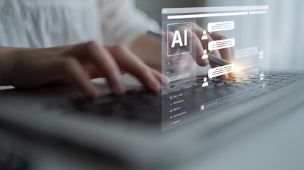 A user interface showing a conversational AI chatbot providing customer service. This virtual assistant answers user questions and provides support through an online platform. Fermion
