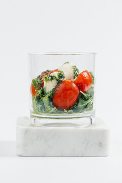 Caprese Salad Verrine with Cherry Tomatoes and Mozzarella