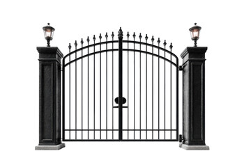 Ornamental Black Metal Driveway Gate with Posts