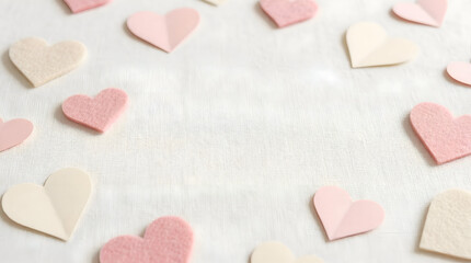 Fototapeta premium Valentine’s Day Flat Lay Background with Love Note, Gift Boxes and Heart Decorations