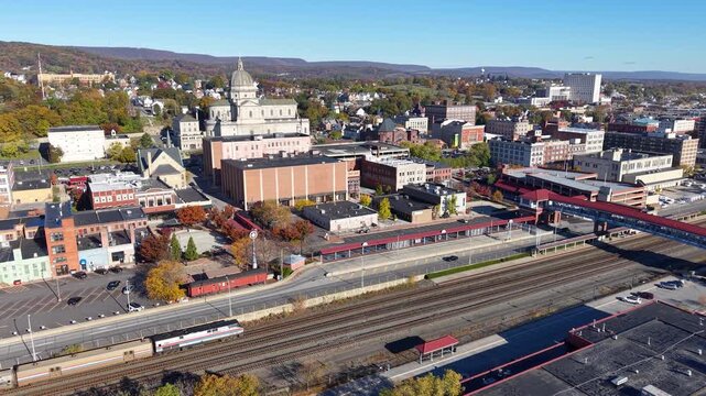 PENNSYLVANIA - 11.10.2025 - Great aerial panorama of Pennsylvania's Cathedral of the Blessed Sacrament.