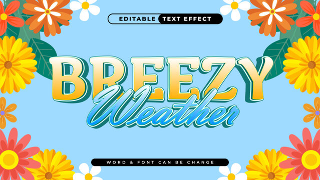 Editable Text Effect Template with Fresh Floral Frame Design for Breezy Weather Concepts and Seasonal Spring-Summer Promotions