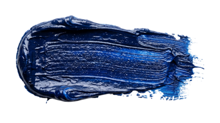 Vibrant deep blue paint swatch showcasing rich texture and artistic brushstroke on a pristine white background