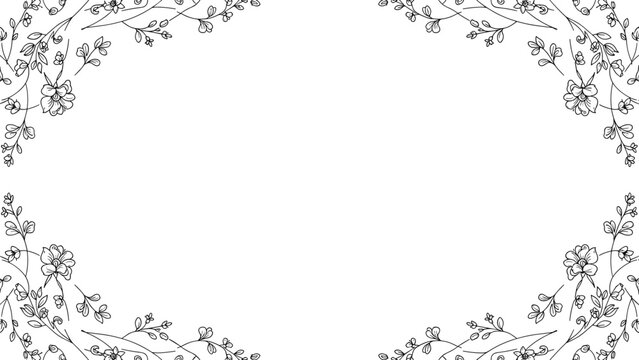 Elegant floral border design with vines and flowers