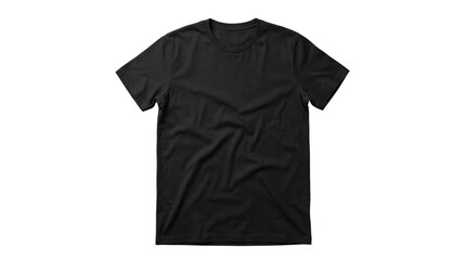 Wrinkled black t-shirt template for apparel design showcasing and fashion garment concepts