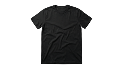 Wrinkled black t-shirt template for apparel design showcasing and fashion garment concepts