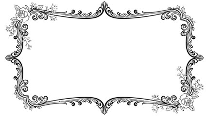 Elegant floral border frame with ornate details and leaves