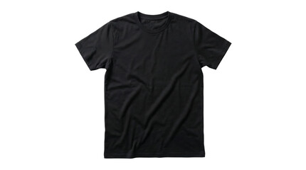 Simple Black Crew Neck T-shirt Displayed Flat, Versatile Apparel for Men and Women, Blank Template