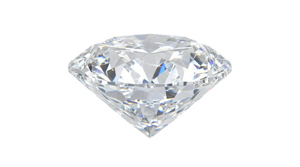 Sparkling brilliant cut diamond gemstone on a pure white background, showcasing its dazzling facets and luxurious shine