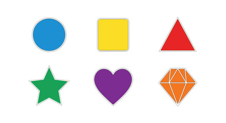 Colorful geometric shapes icons set including circle square triangle