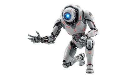 Futuristic robot in a dynamic pose, showcasing advanced technology and artificial intelligence capabilities