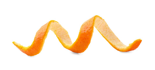 Orange zest isolated on white. Citrus fruit peel