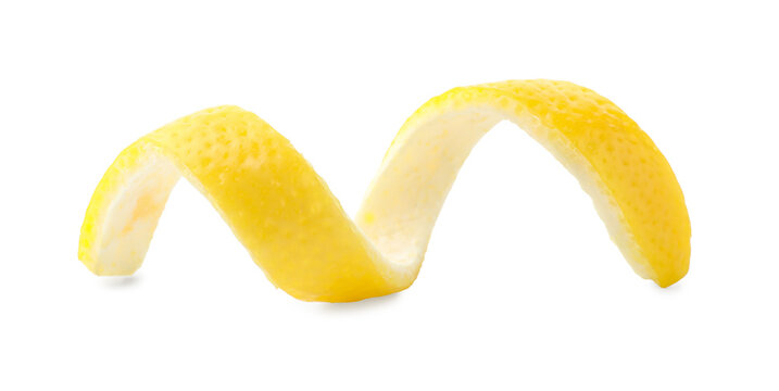 Lemon zest isolated on white. Citrus fruit peel