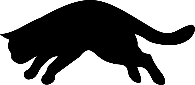 Cat silhouette illustrated leaping upward with focused body alignment.