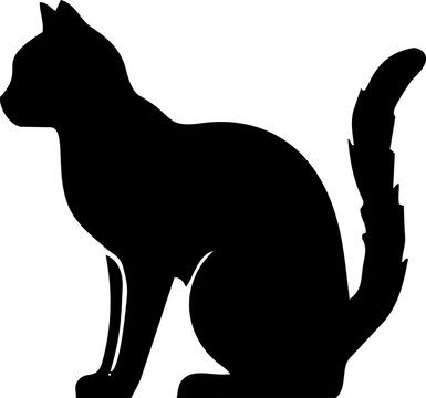 Cat silhouette represented sitting with body tension and lowered posture.