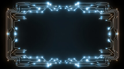 A high-tech digital frame featuring glowing circuit lines on a dark background, ideal for modern presentations.