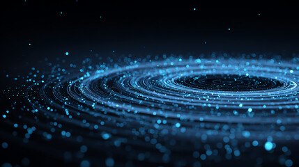 A mesmerizing blue digital ripple effect creating concentric circles on a dark background, symbolizing innovation.