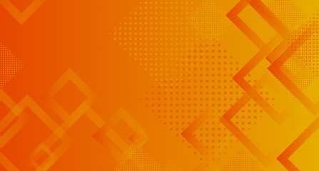 Vibrant orange and yellow gradients mix with floating squares and halftone dot patterns to create a dynamic and energetic modern background suitable for tech or creative themes.
