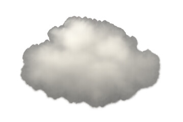 Obraz premium Single fluffy gray cloud isolated on a transparent background with soft shading and realistic texture