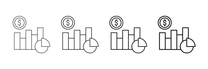 Break Even Chart Icons Vector Set In Different Stroke Line Style