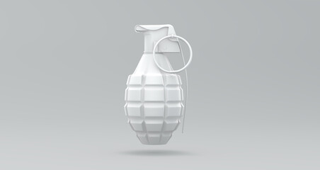 Fototapeta premium 3D Monochrome Pineapple Grenade on Grey Background