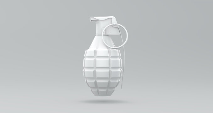 3D Monochrome Pineapple Grenade on Grey Background